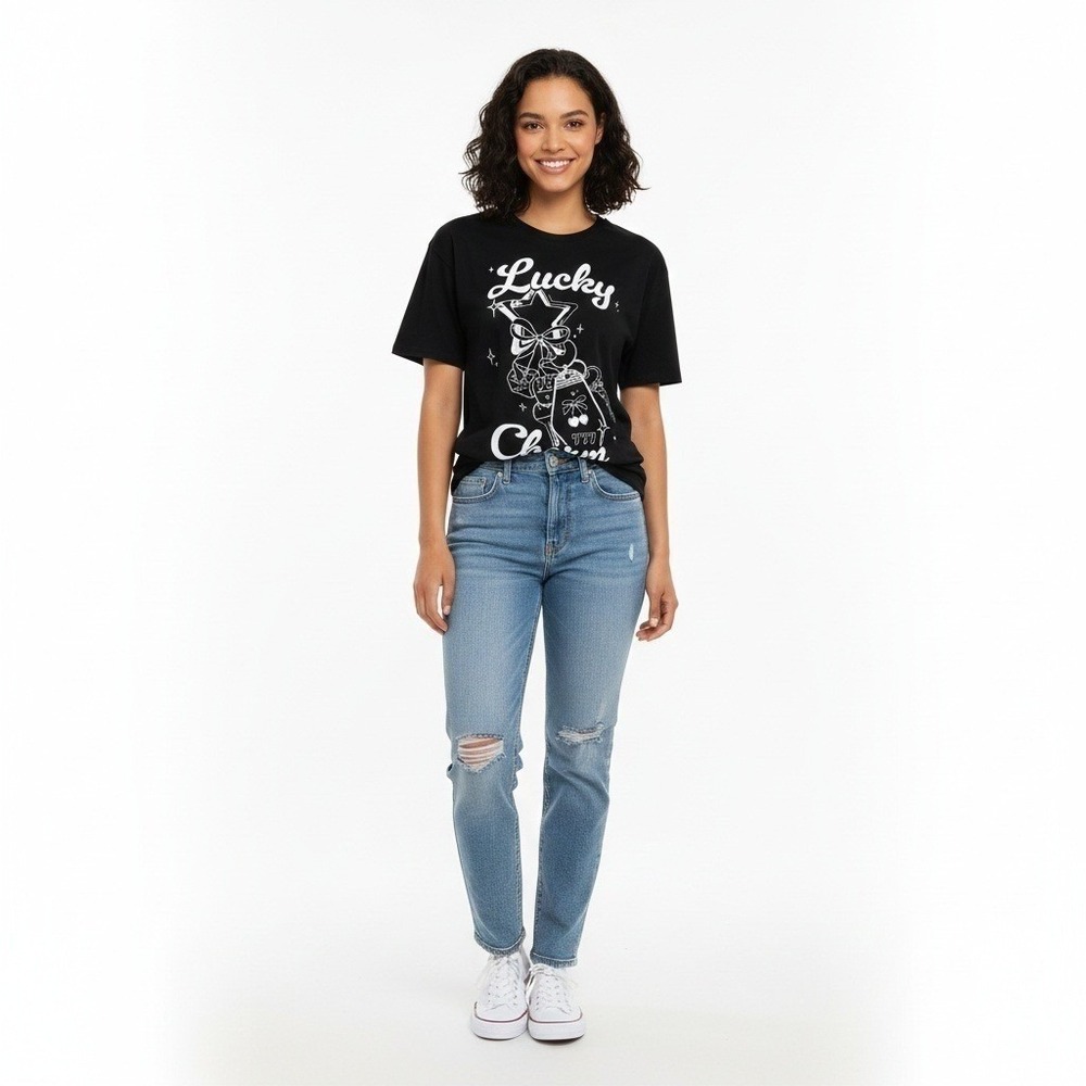 Streetwear Society‎ Black Lucky Charm Graphic T Shirt Women's Size XL